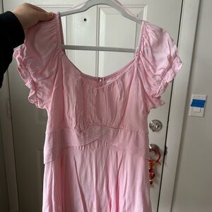 Altar'd State Pink Ruffled Off-Shoulder Top